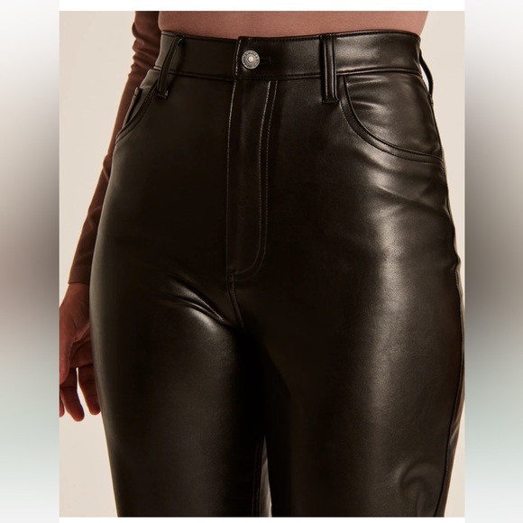NWT Abercrombie Split Hem Vegan Leather Pants - Picture 4 of 7